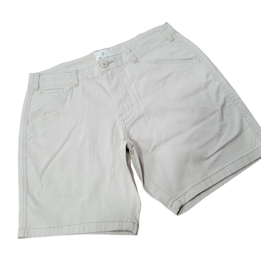 Mutual Weave Cotton Blend Flat Front Khaki Chino Shorts 8" Inseam Size 32